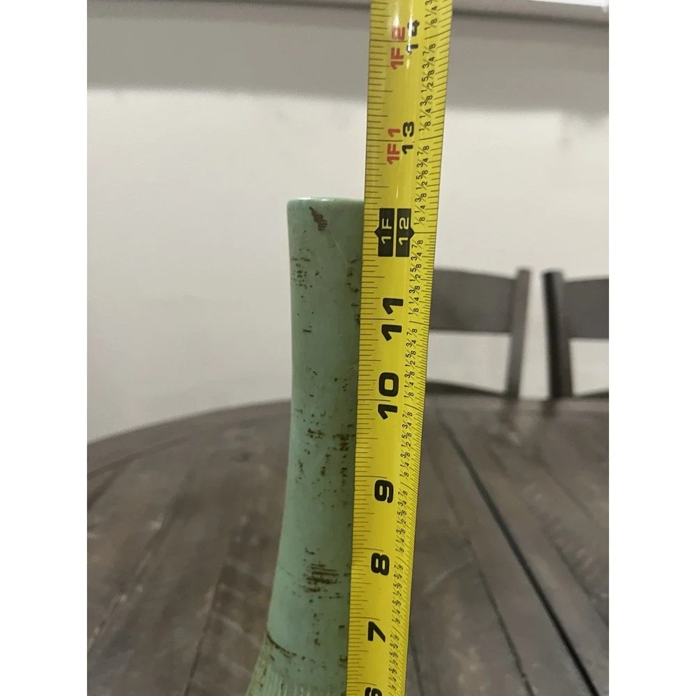 Vtg McCoy Pottery Classic Ribbed Line Green‎ Brown Vase 12.5